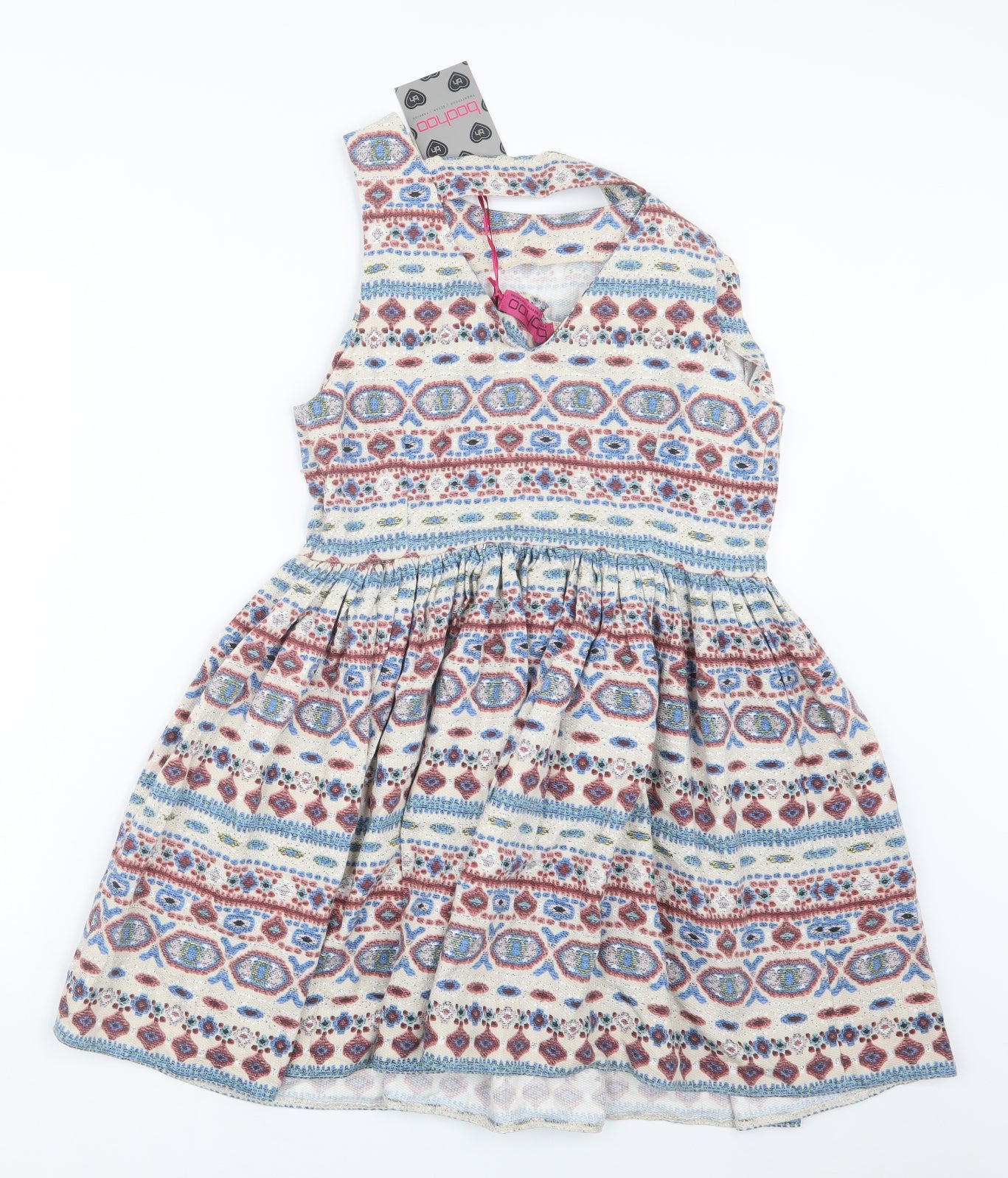 Boohoo Womens Blue Geometric  Mini  Size 14