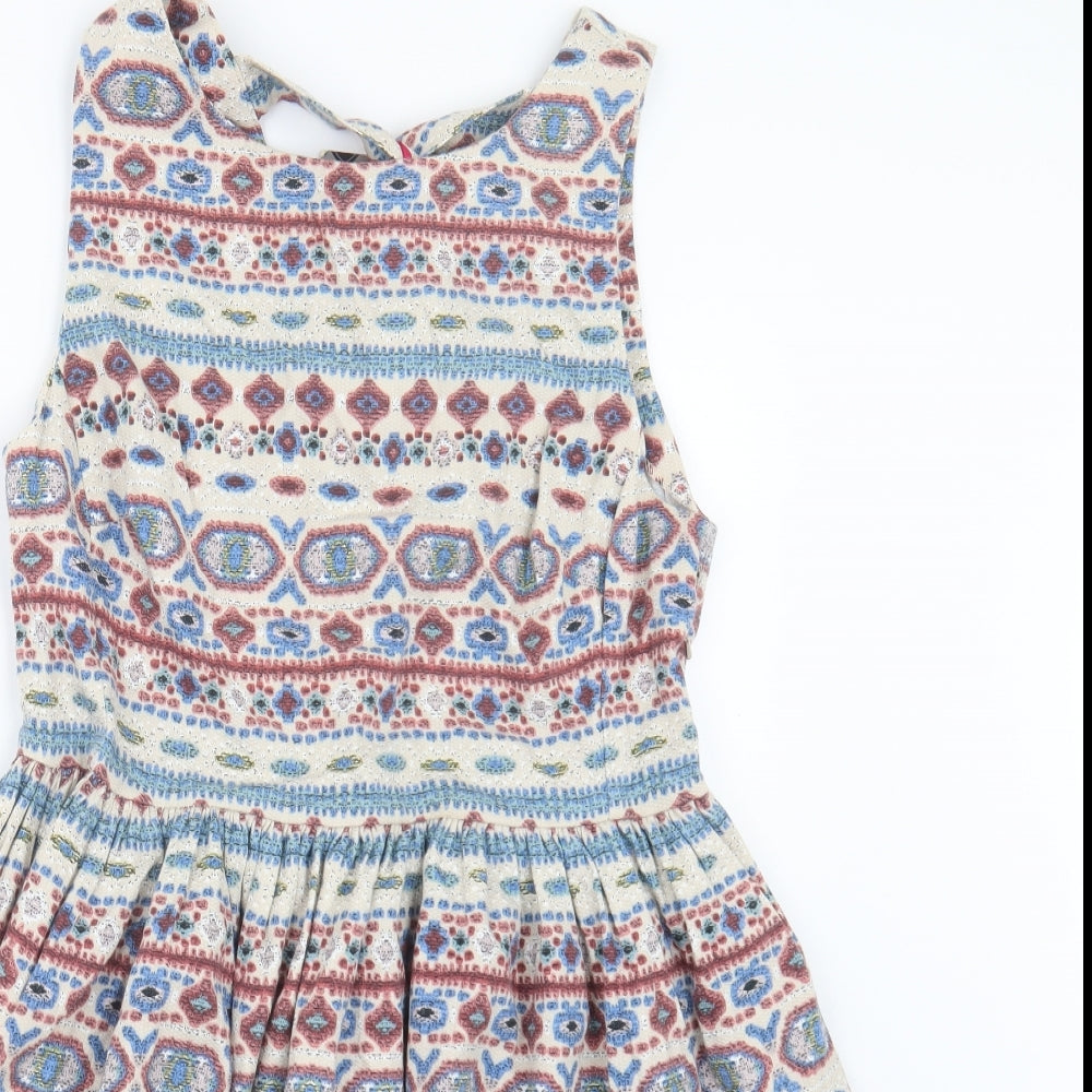 Boohoo Womens Blue Geometric  Mini  Size 14