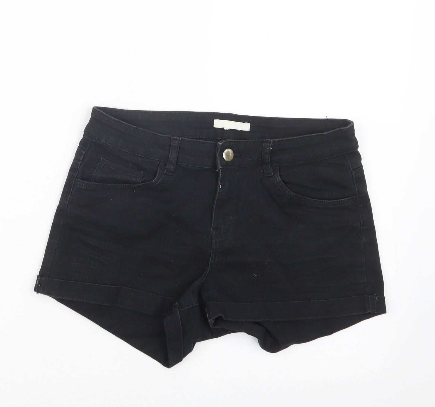 H&M Womens Black  Denim Hot Pants Shorts Size 27 in
