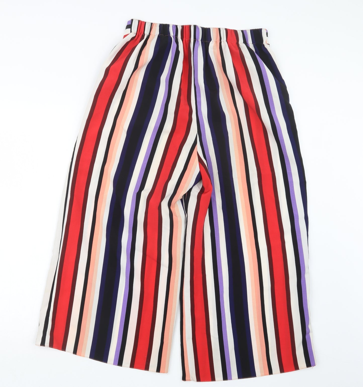 Primark Womens Red Striped  Cropped Trousers Size 12 L21 in