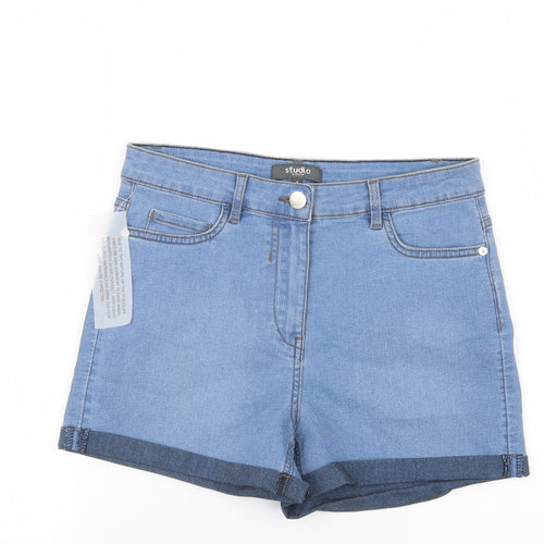 Studio Womens Blue  Denim Hot Pants Shorts Size 8