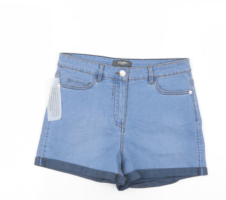 Studio Womens Blue Denim Hot Pants Shorts Size 8