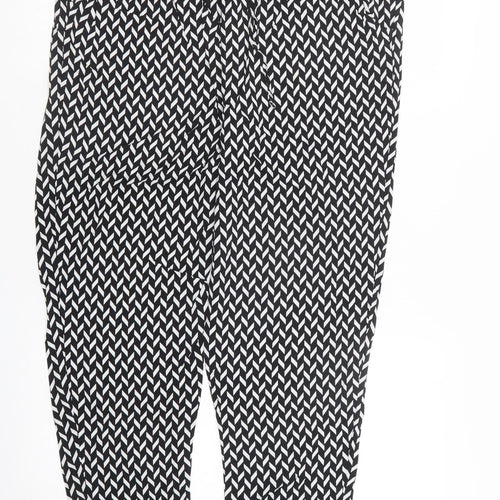 Blue Chameleon Womens Black Geometric  Trousers  Size 16 L26 in