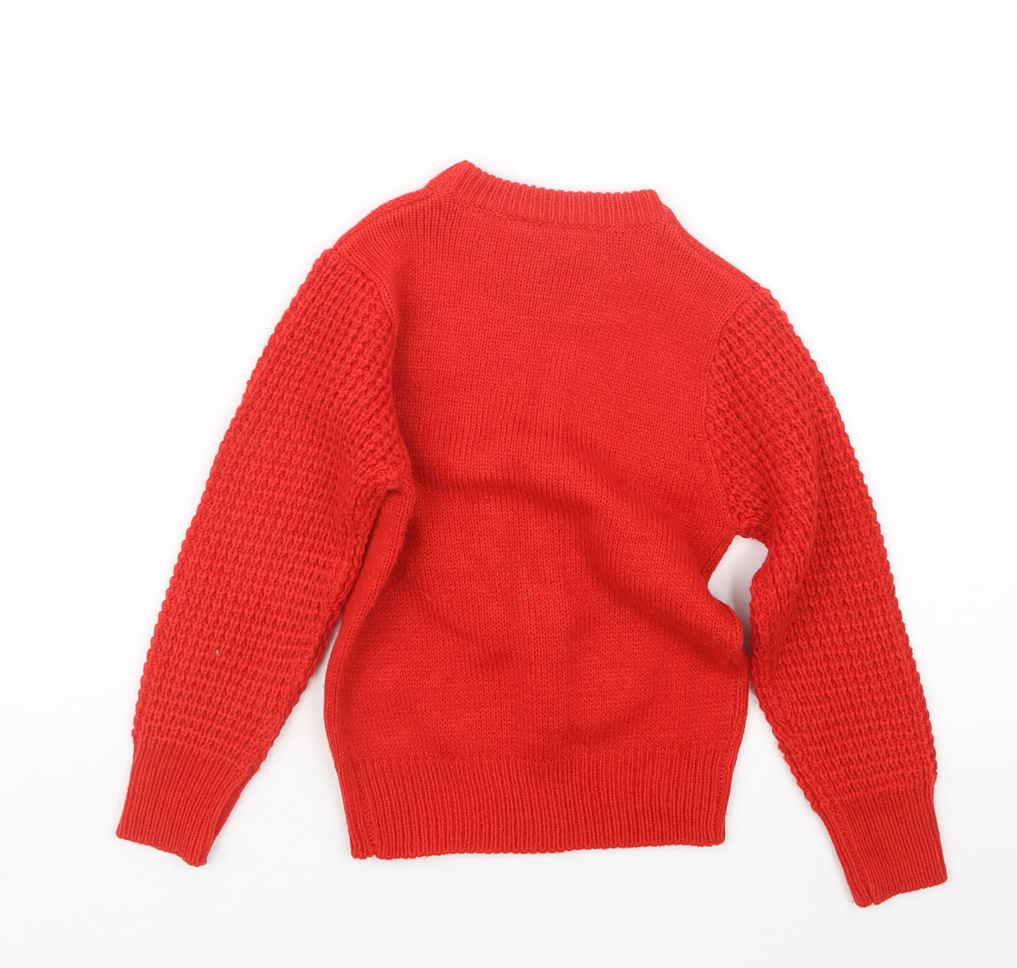 Christmas Shop Boys Red  Knit Pullover Jumper Size 3-4 Years  - Christmas