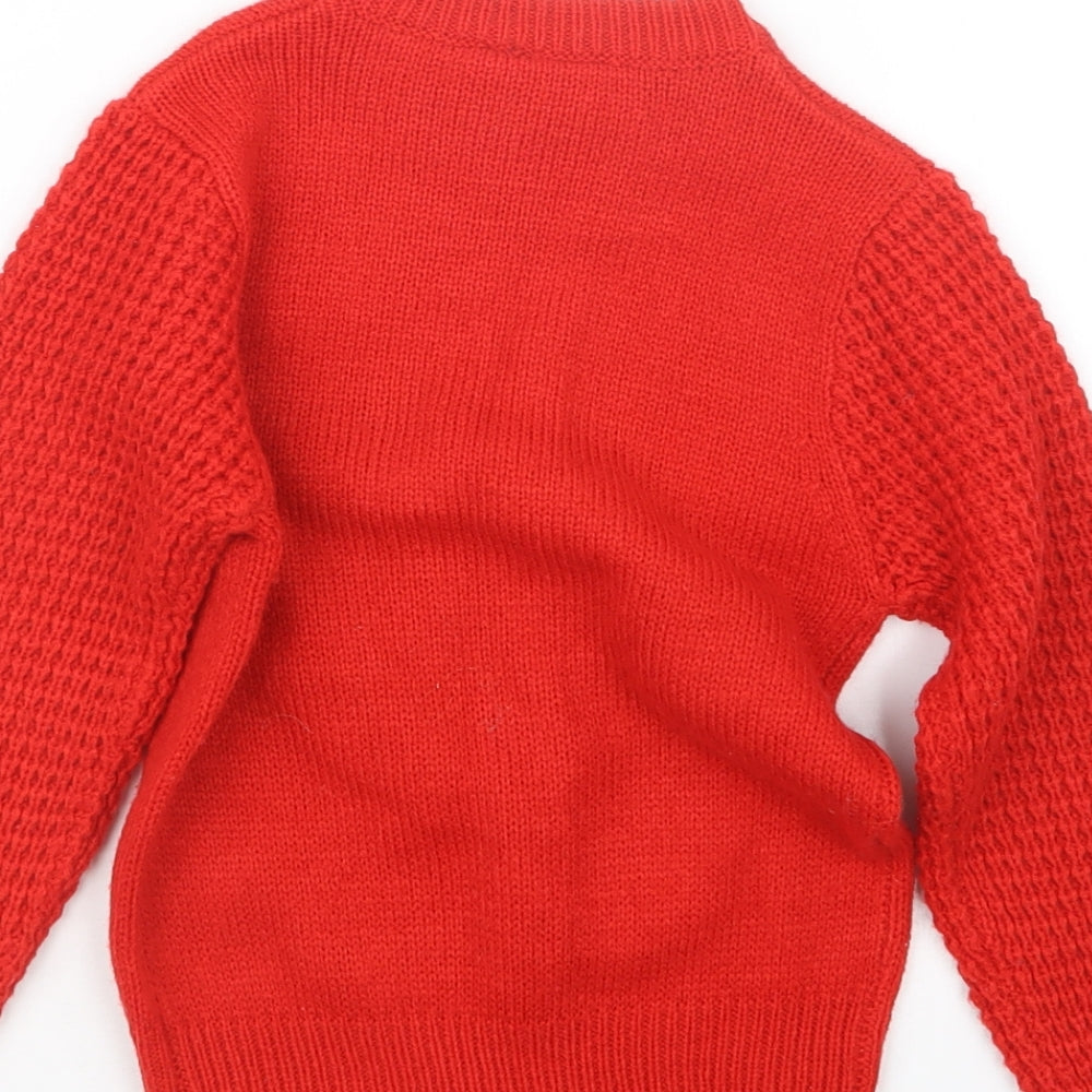 Christmas Shop Boys Red  Knit Pullover Jumper Size 3-4 Years  - Christmas