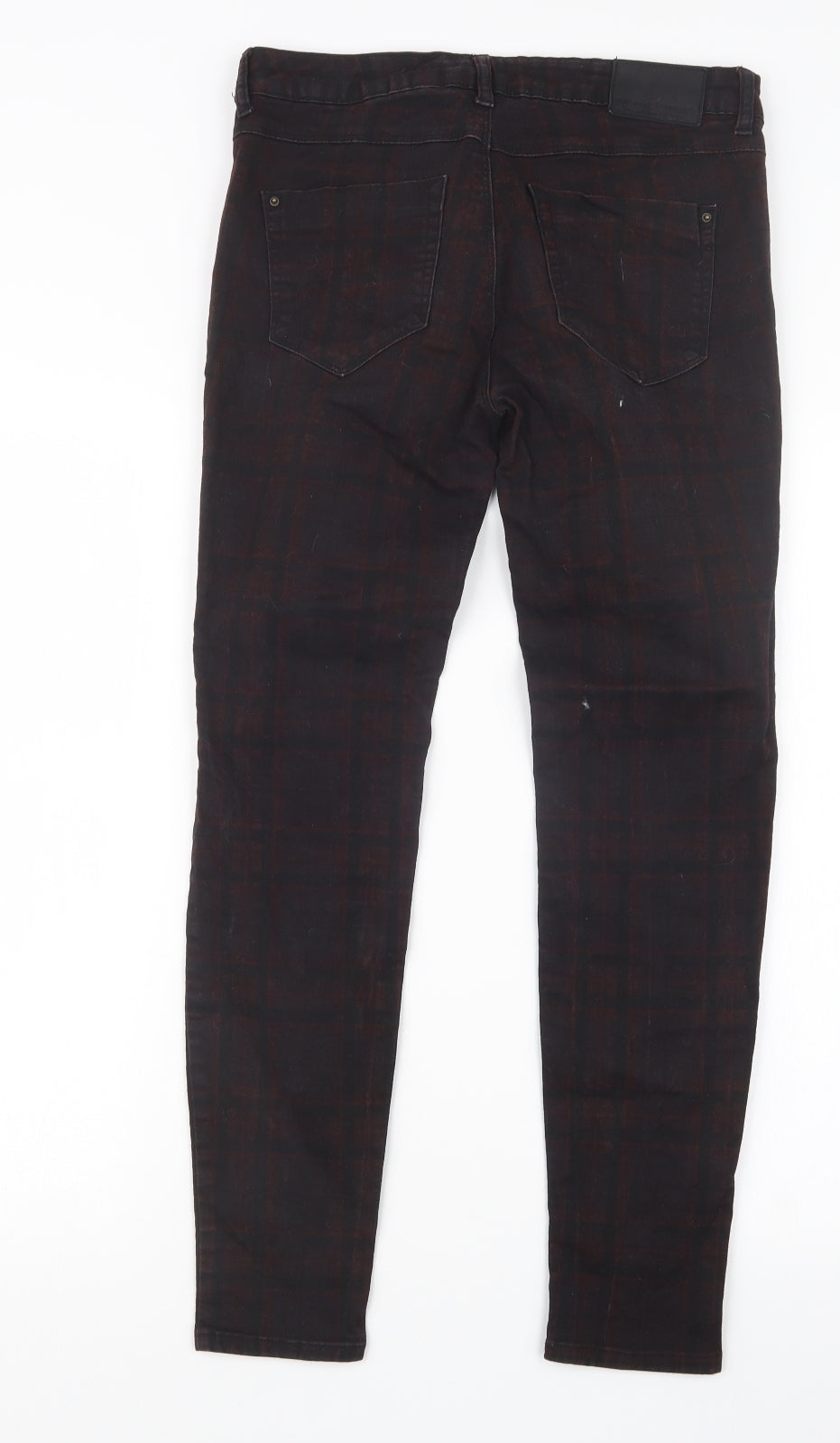 Zara Womens Black Check Denim Straight Jeans Size 12 L26.5 in