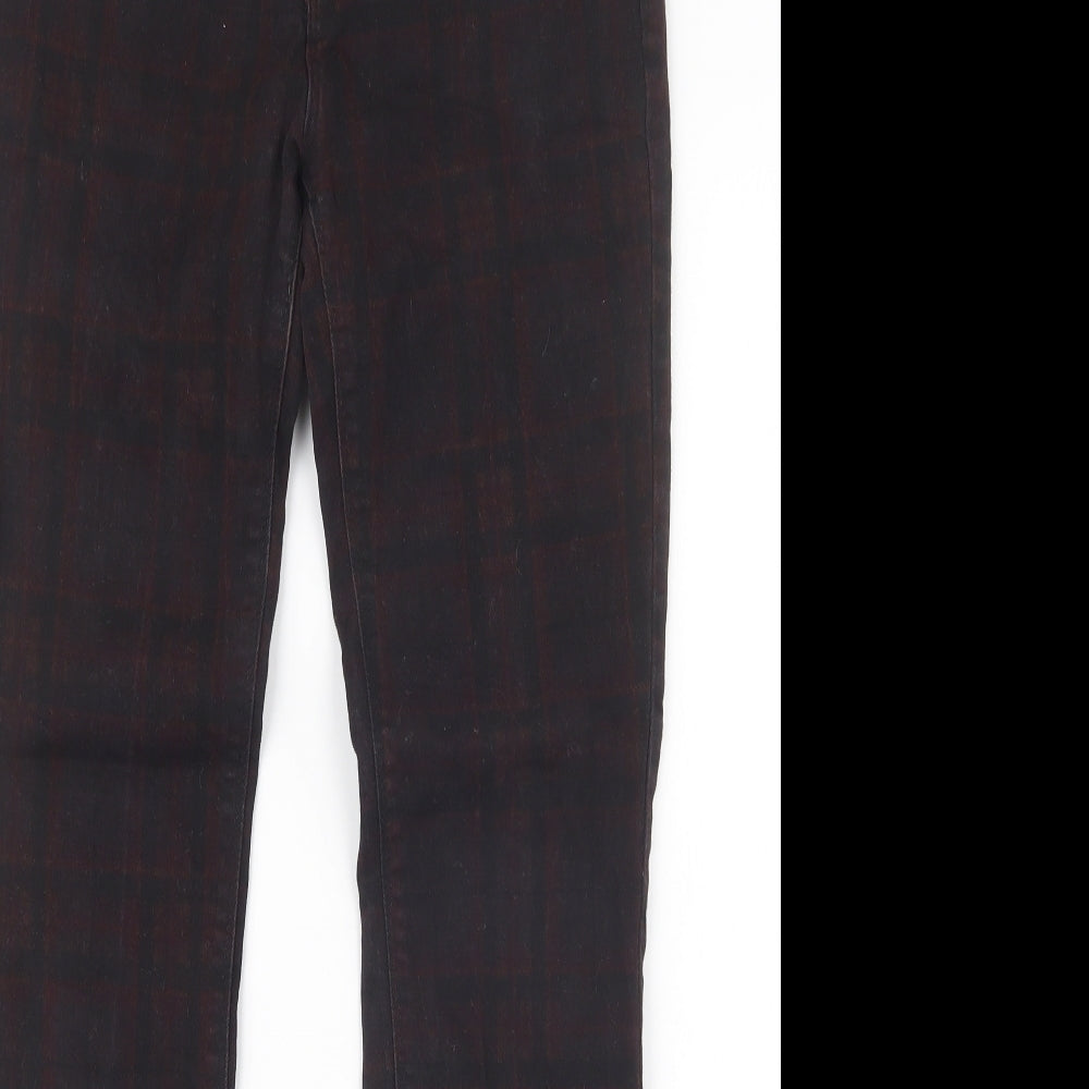 Zara Womens Black Check Denim Straight Jeans Size 12 L26.5 in
