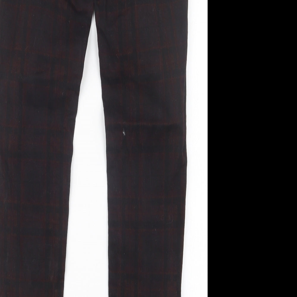 Zara Womens Black Check Denim Straight Jeans Size 12 L26.5 in