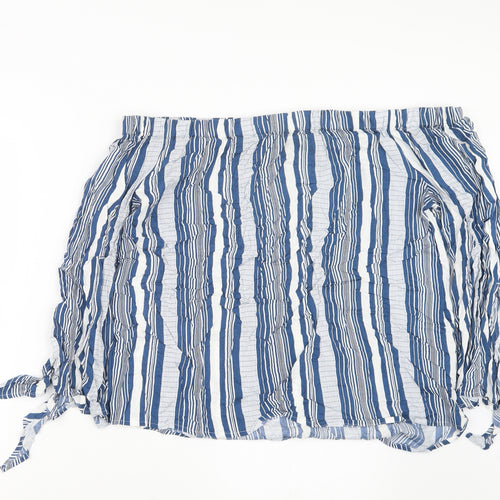 Papaya Womens Blue Striped  Basic Blouse Size 16
