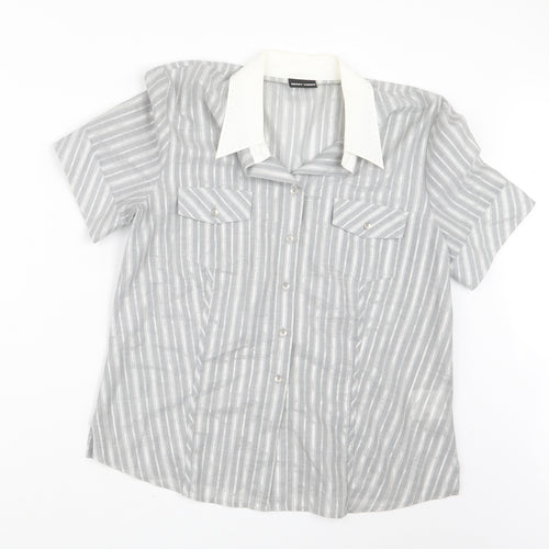 Gerry Weber Womens Grey Striped  Basic Button-Up Size 14