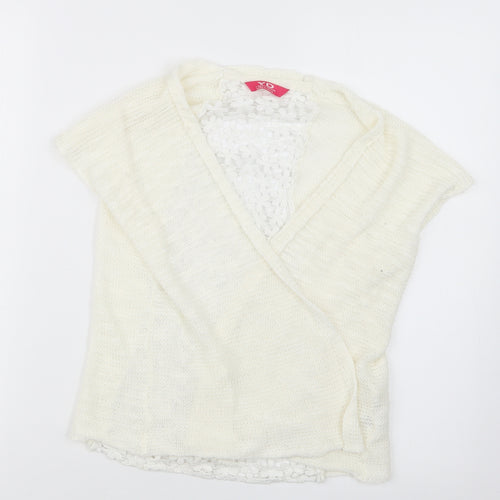 Young Dimension Girls White  Knit Cardigan Jumper Size 7-8 Years