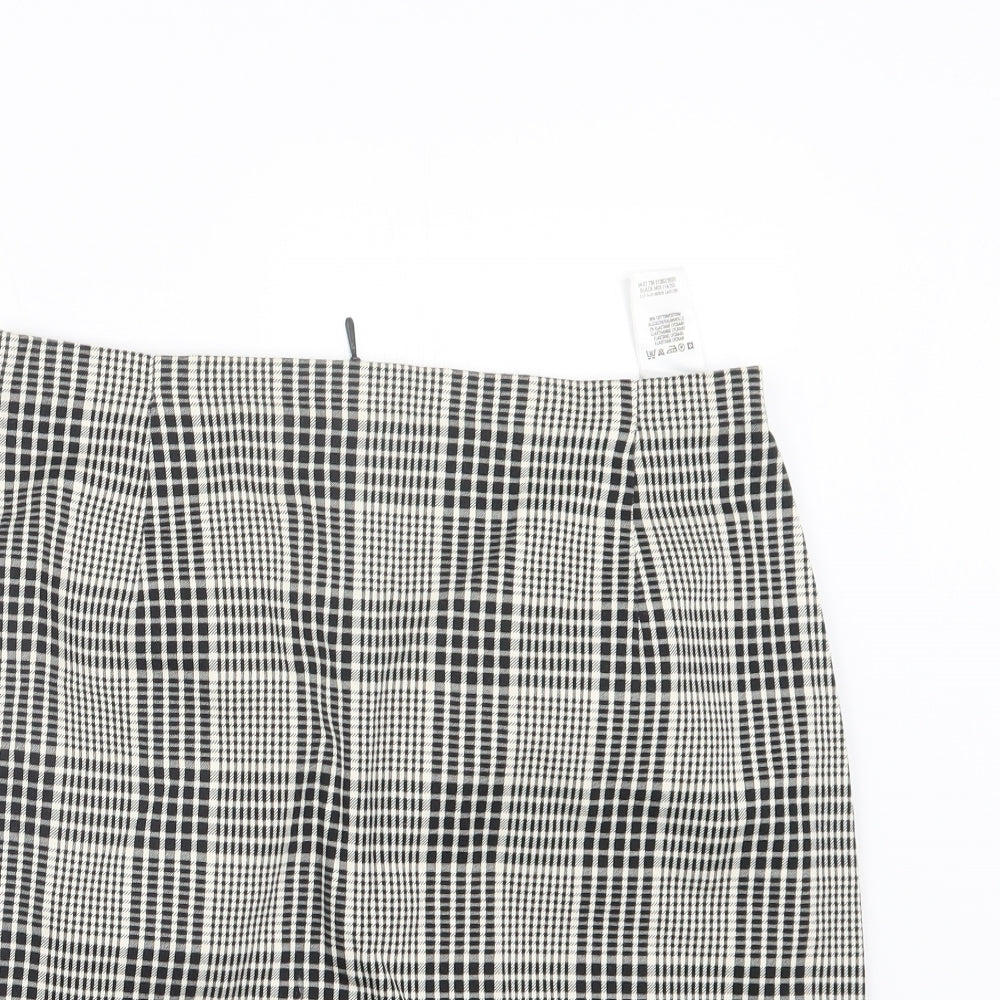 Marks and Spencer Womens Black Check  Straight & Pencil Skirt Size 14
