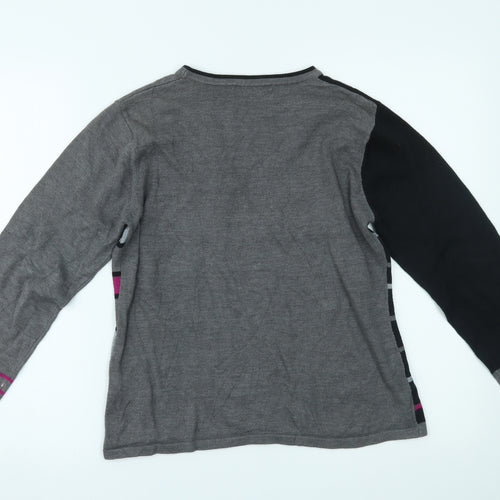 ALEXARA Womens Grey Striped  Basic Blouse Size M