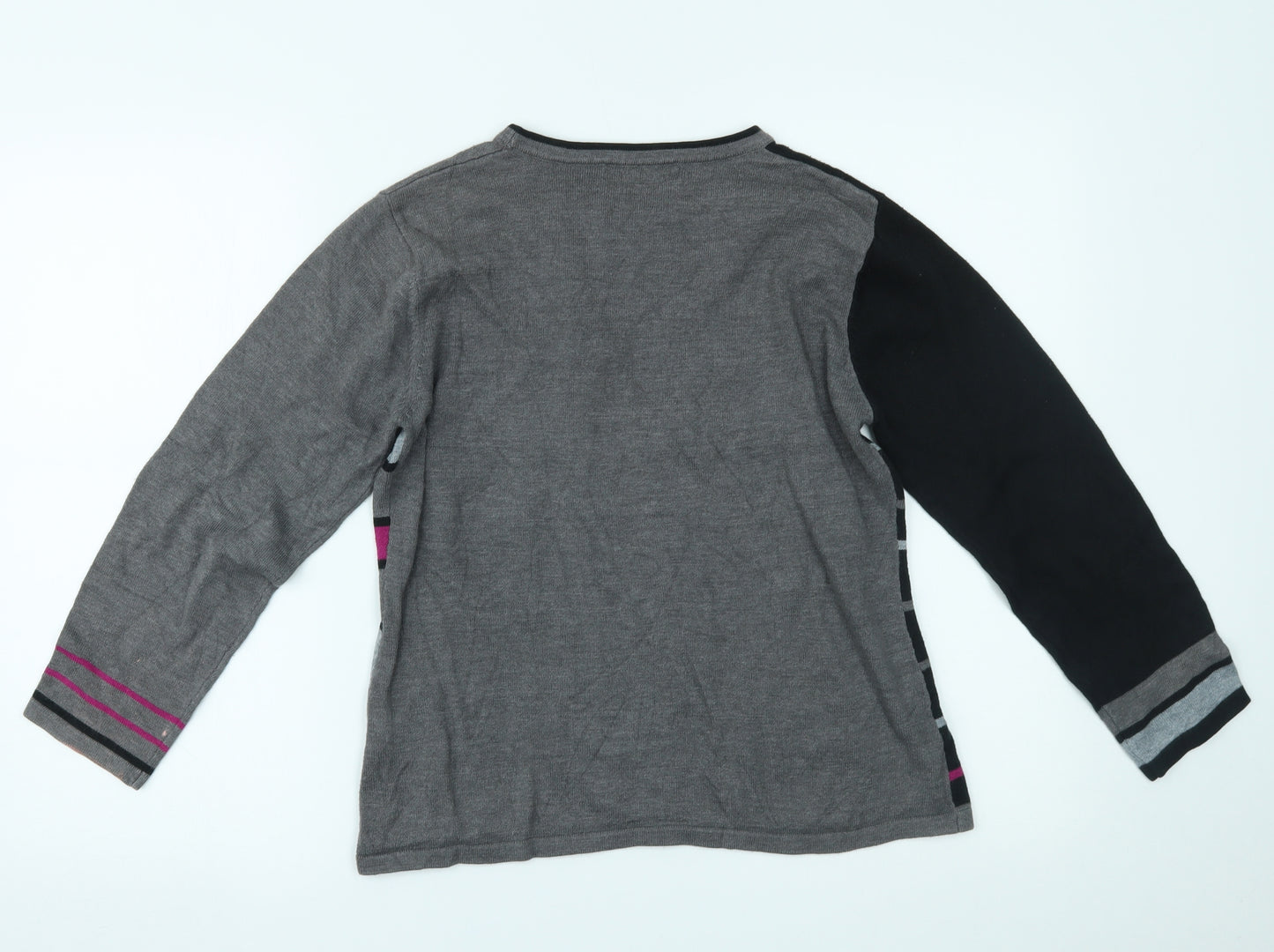 ALEXARA Womens Grey Striped  Basic Blouse Size M