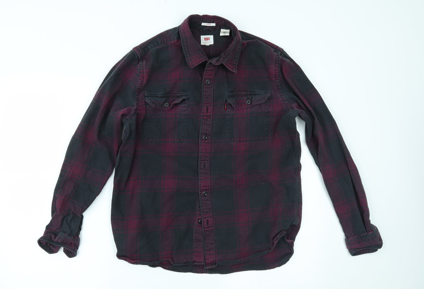 Levi's Mens Purple Plaid   Button-Up Size L