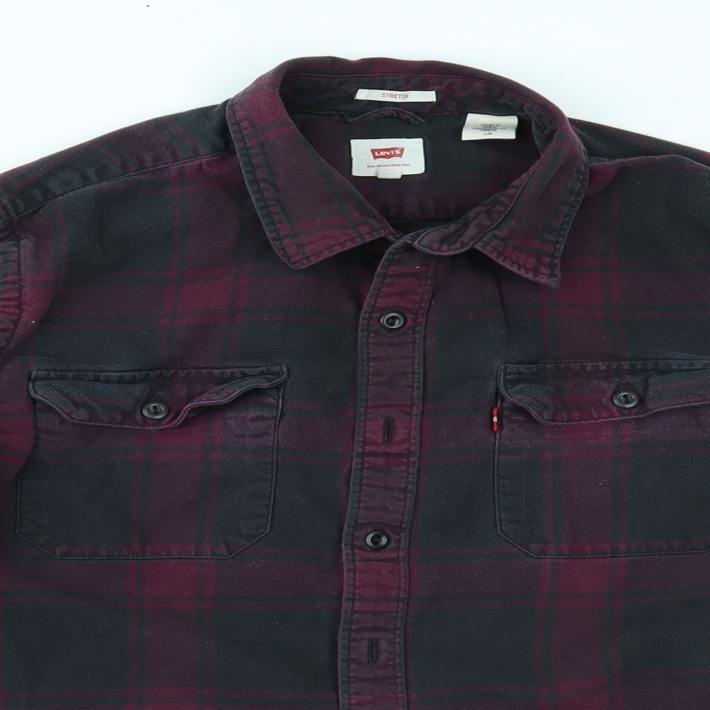 Levi's Mens Purple Plaid   Button-Up Size L