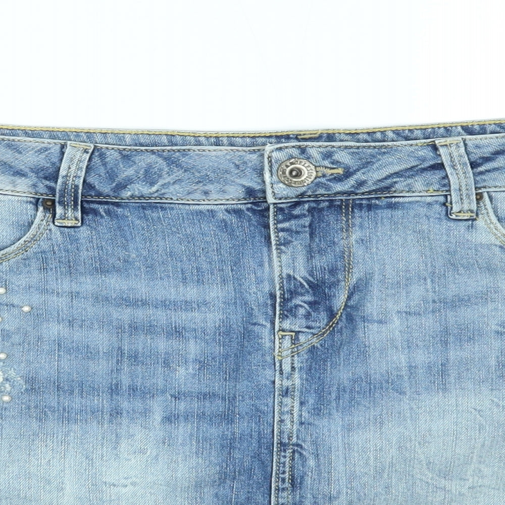 GUESS Womens Blue  Denim Mini Skirt Size 30 in