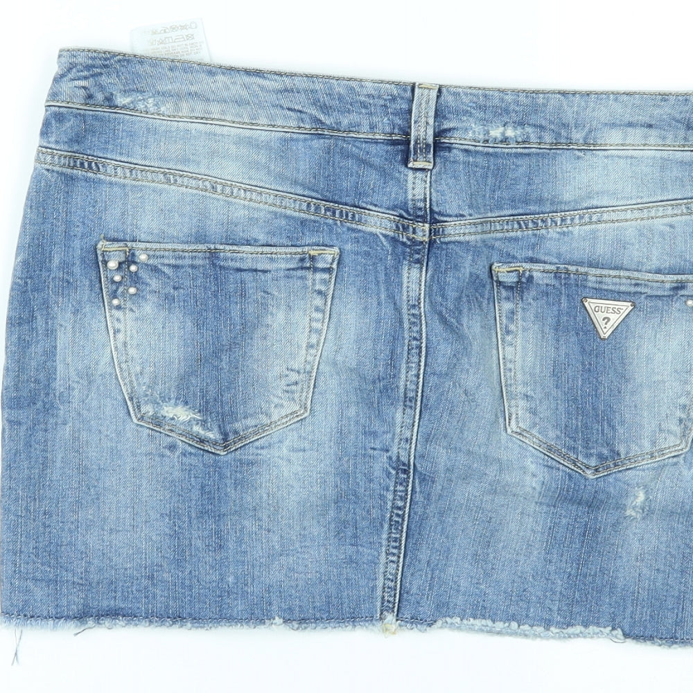GUESS Womens Blue  Denim Mini Skirt Size 30 in
