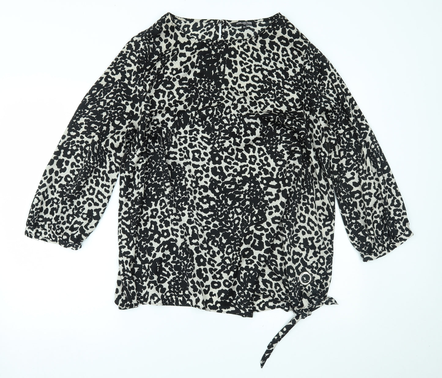 Debenhams Womens Black Animal Print  Basic Blouse Size 20
