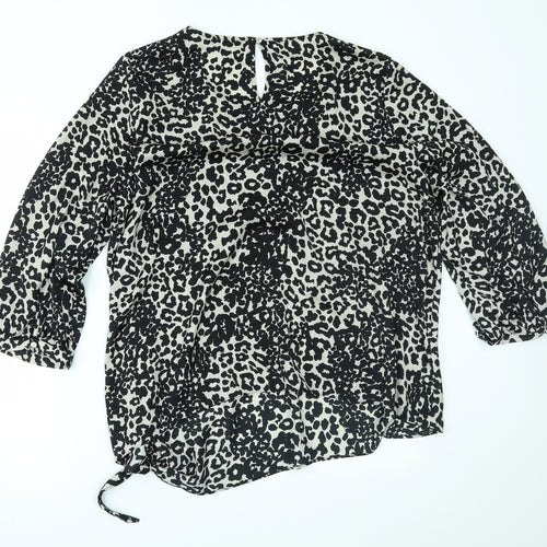 Debenhams Womens Black Animal Print  Basic Blouse Size 20