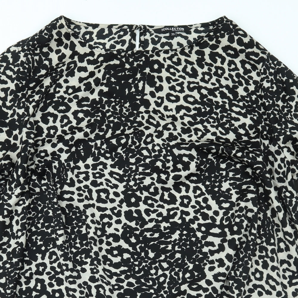 Debenhams Womens Black Animal Print  Basic Blouse Size 20