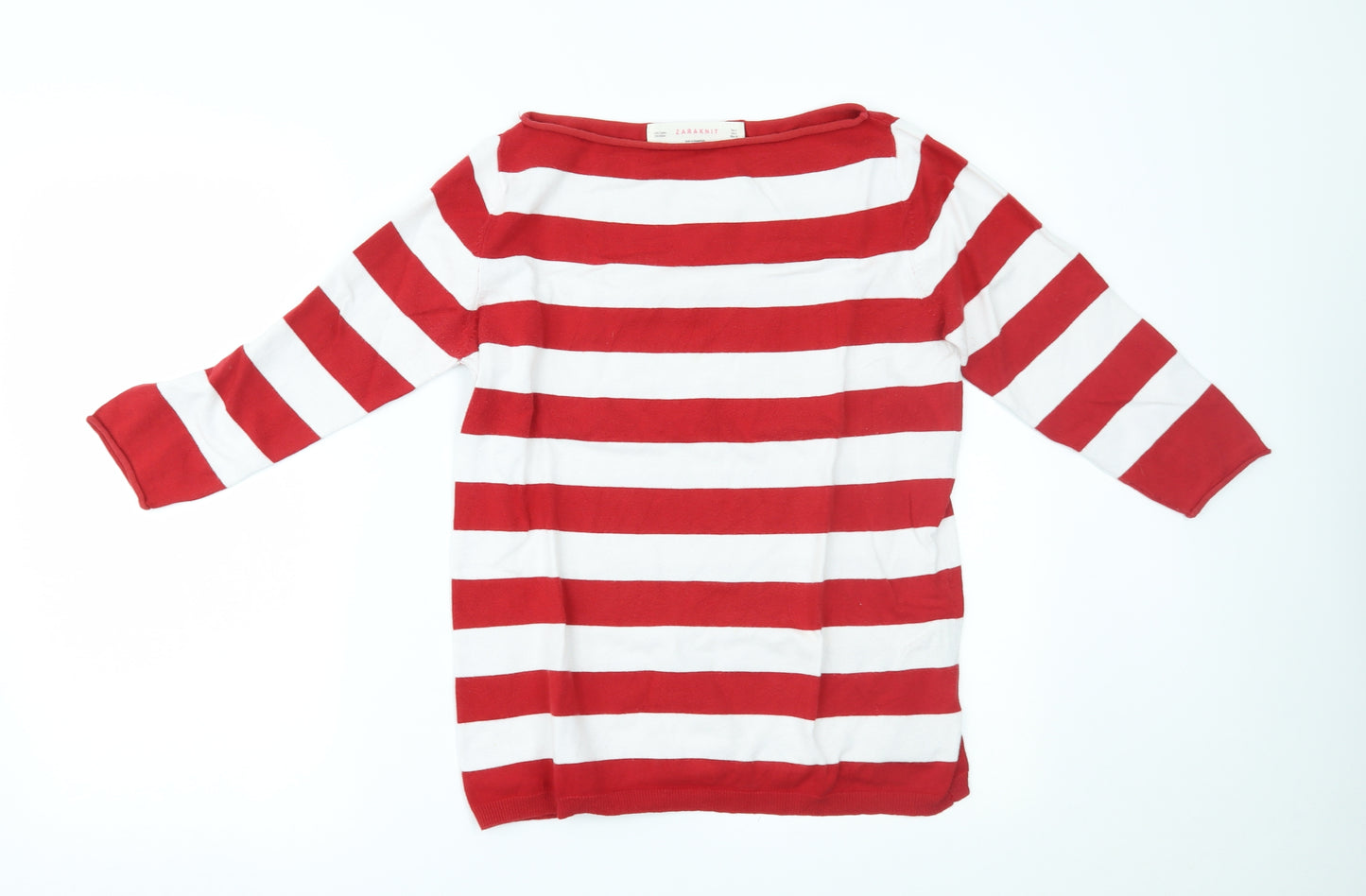 Zara Womens Red Striped  Basic Blouse Size L