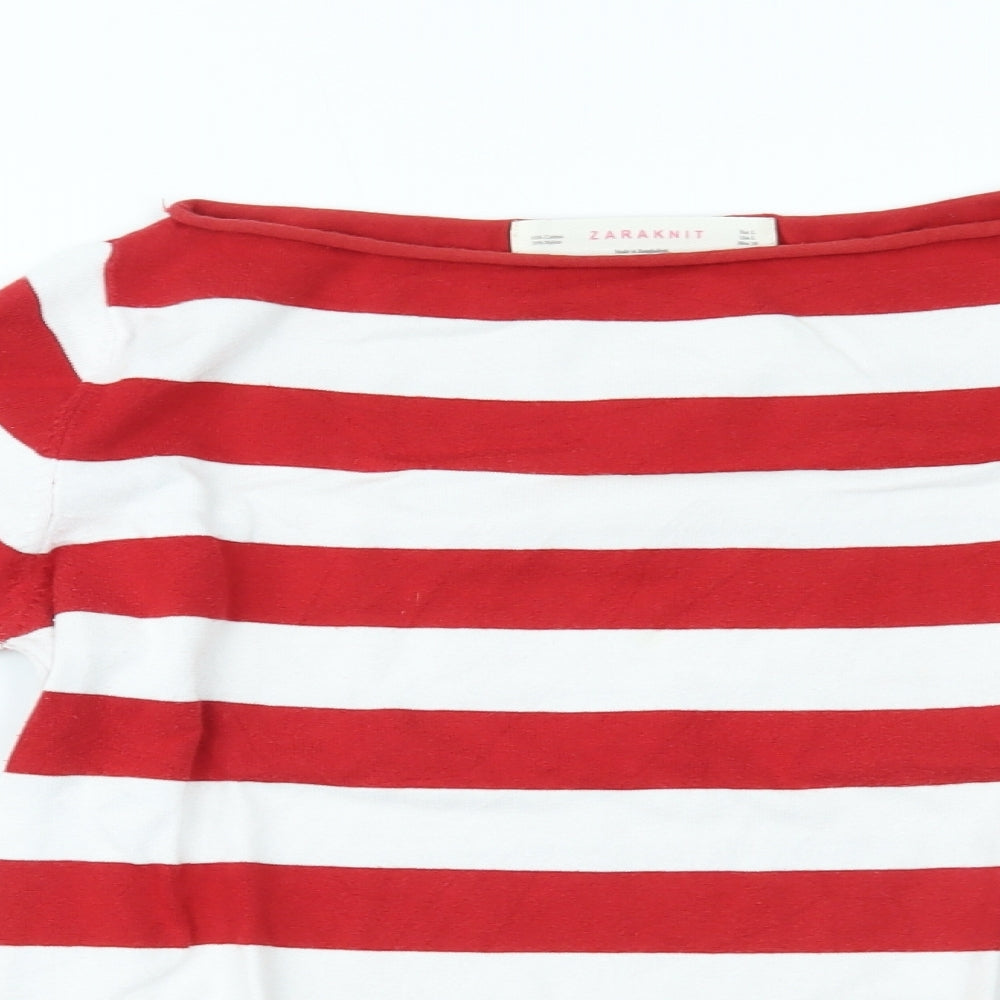 Zara Womens Red Striped  Basic Blouse Size L