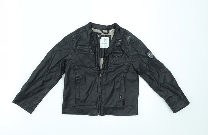 okaidi Boys Black Motorcycle Jacket Jacket Size 3 Years