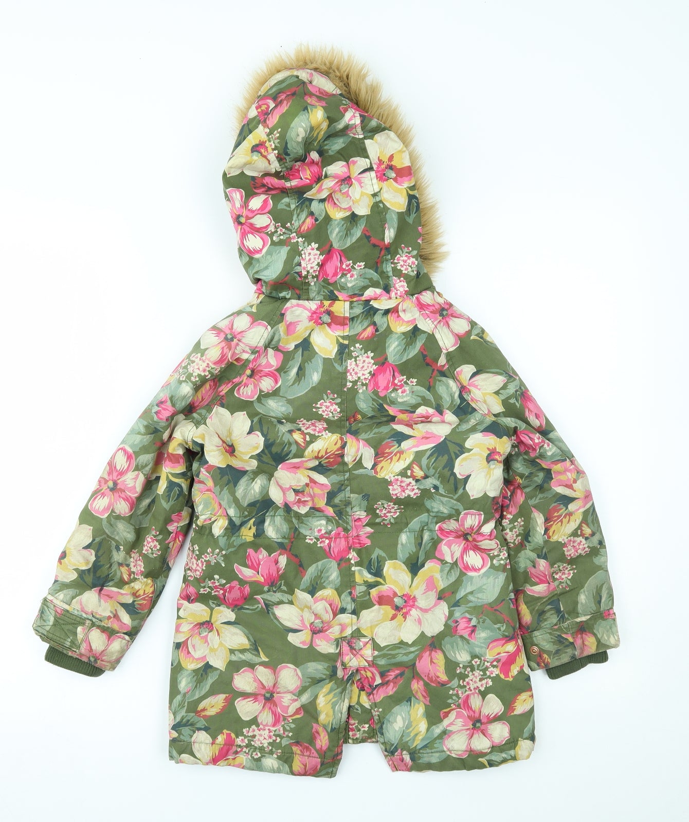 Monsoon Girls Multicoloured Floral  Parka Coat Size 5-6 Years