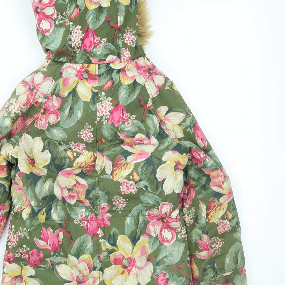Monsoon Girls Multicoloured Floral  Parka Coat Size 5-6 Years