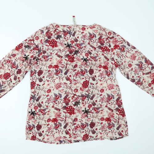 Denim Jeans & Casuals Womens Red Floral  Basic Blouse Size L
