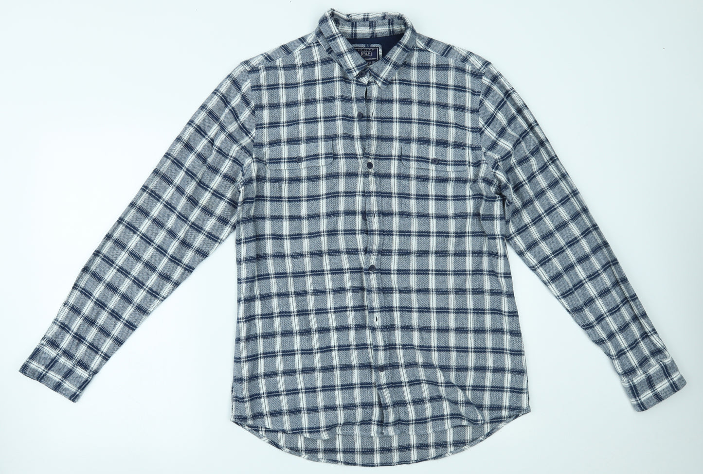 F&F Mens Blue Plaid   Button-Up Size M