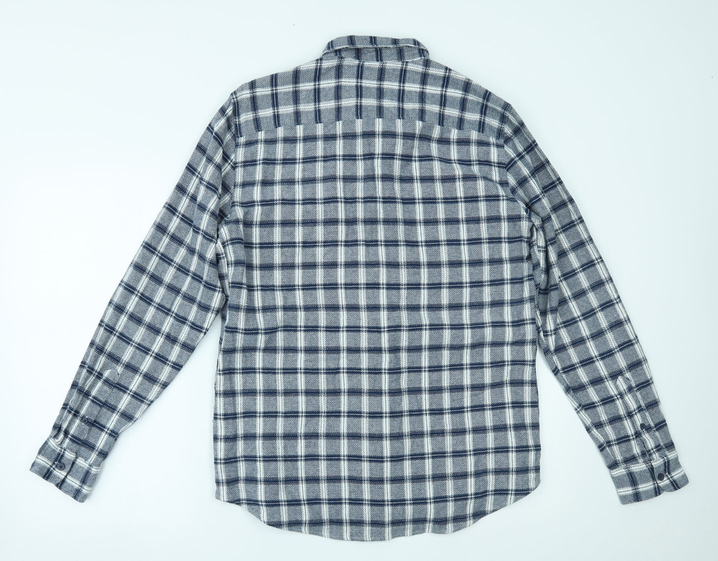 F&F Mens Blue Plaid   Button-Up Size M