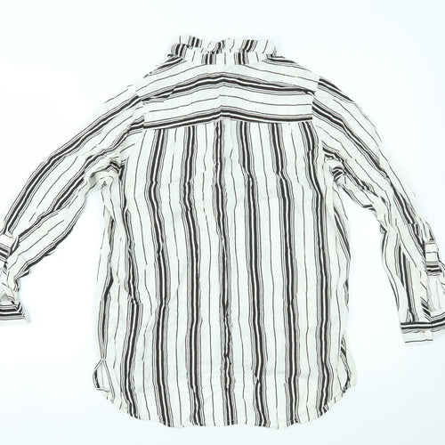 H&M Womens White Striped  Basic Button-Up Size 8