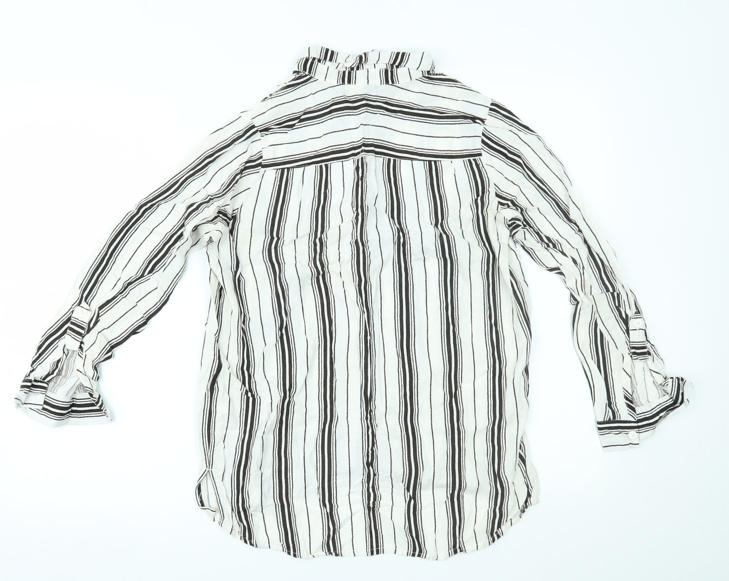 H&M Womens White Striped  Basic Button-Up Size 8