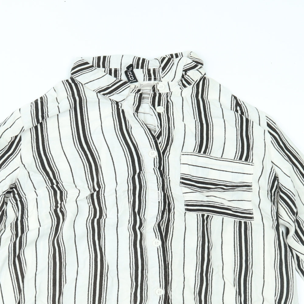 H&M Womens White Striped  Basic Button-Up Size 8