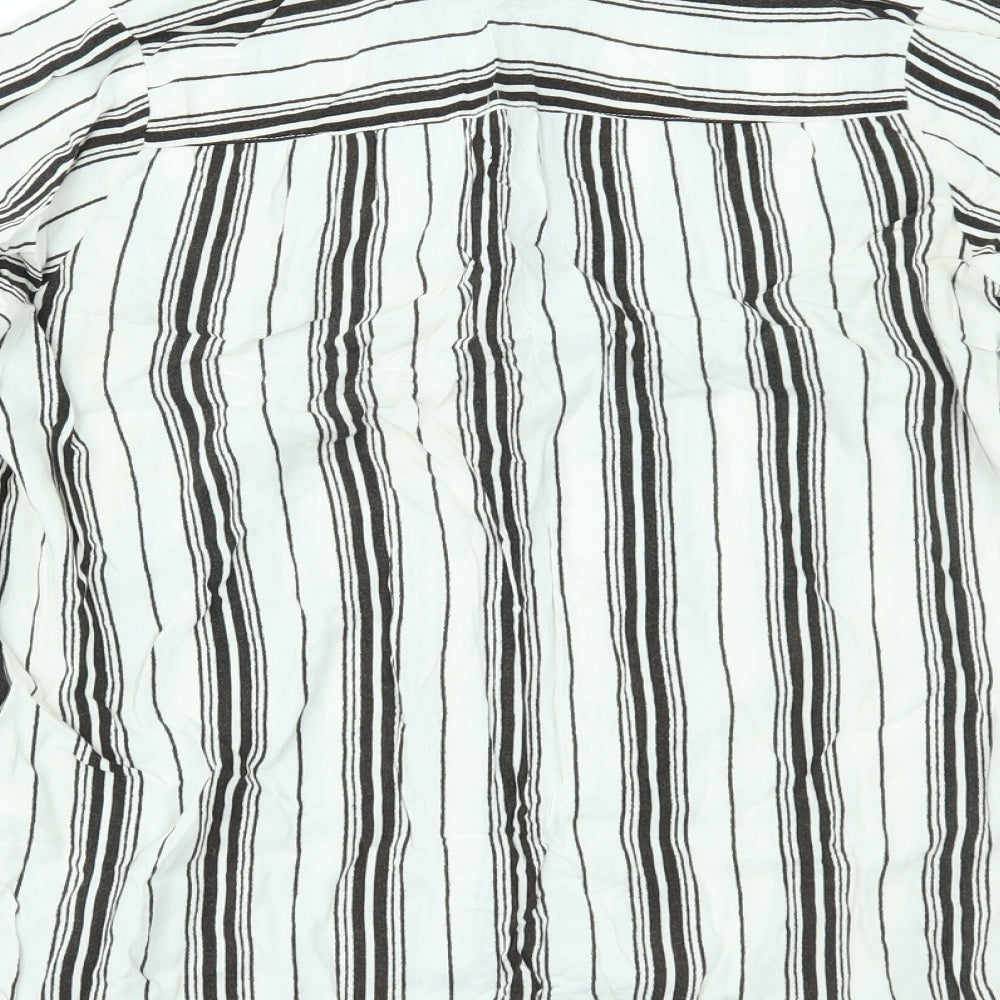 H&M Womens White Striped  Basic Button-Up Size 8