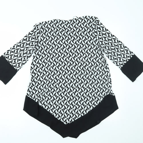 TU Womens White Geometric  Basic Blouse Size 8