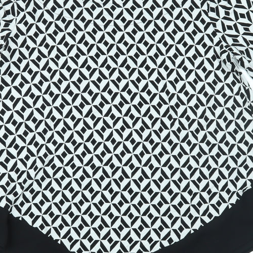 TU Womens White Geometric  Basic Blouse Size 8