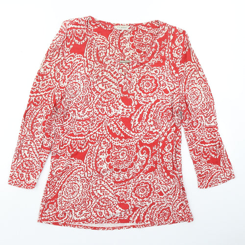 Classic Womens Red Floral  Basic T-Shirt Size 12
