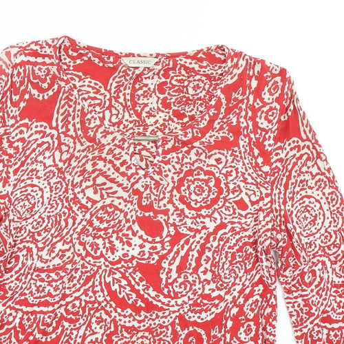 Classic Womens Red Floral  Basic T-Shirt Size 12