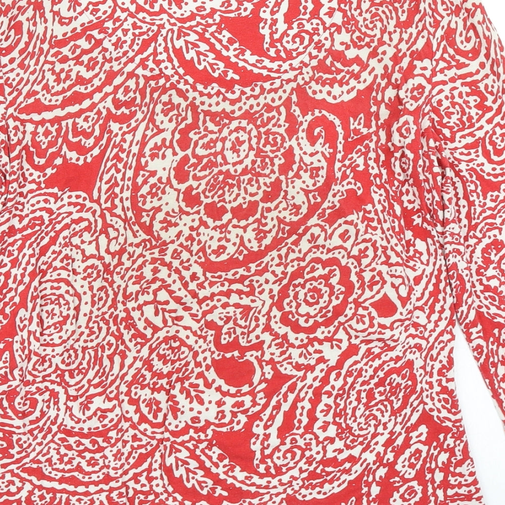 Classic Womens Red Floral  Basic T-Shirt Size 12