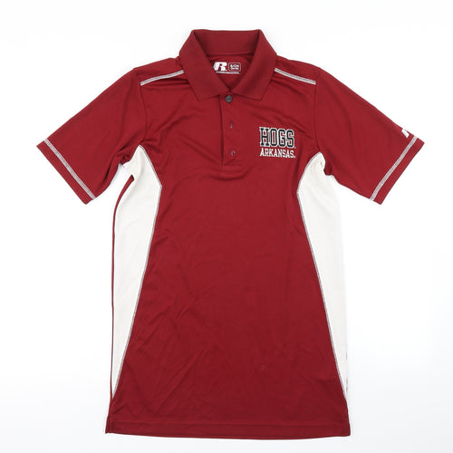 Russell Mens Red Colourblock   Polo Size S