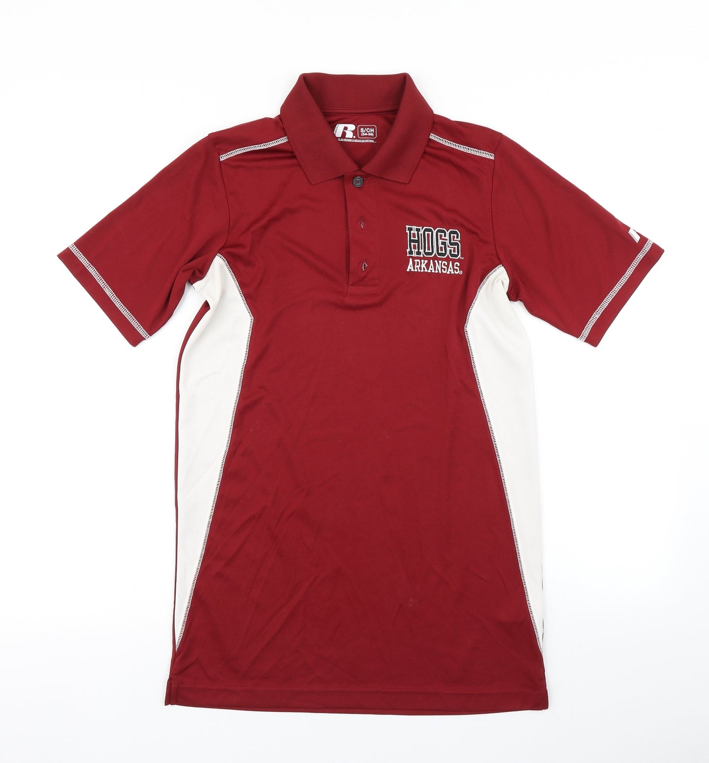 Russell Mens Red Colourblock   Polo Size S