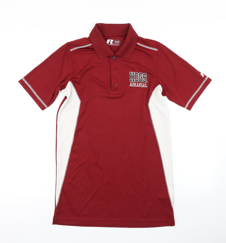 Russell Mens Red Colourblock Polo Size S