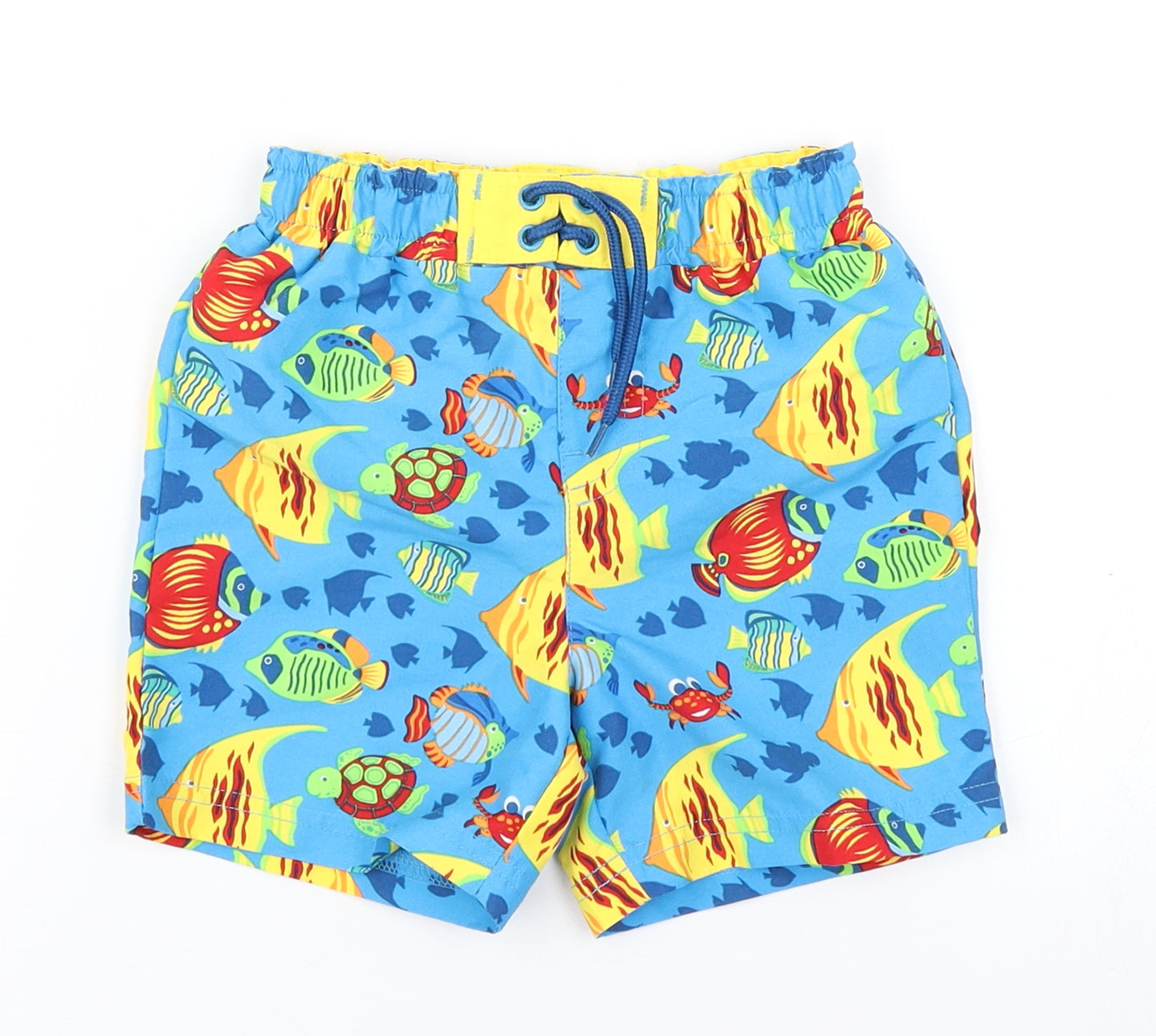 Mothercare Boys Blue Spotted  Cropped Trousers Size 18-24 Months  - Fish print, swim shorts