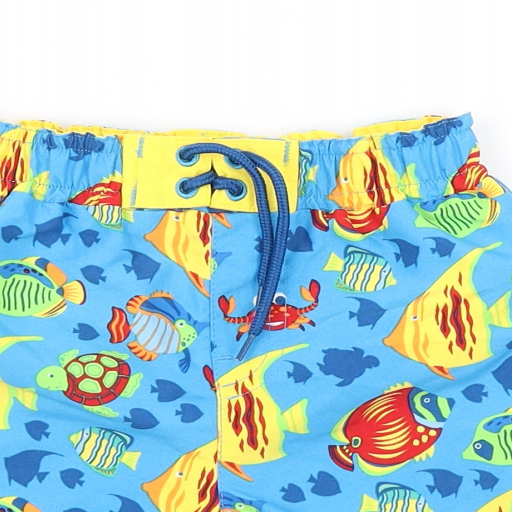 Mothercare Boys Blue Spotted  Cropped Trousers Size 18-24 Months  - Fish print, swim shorts