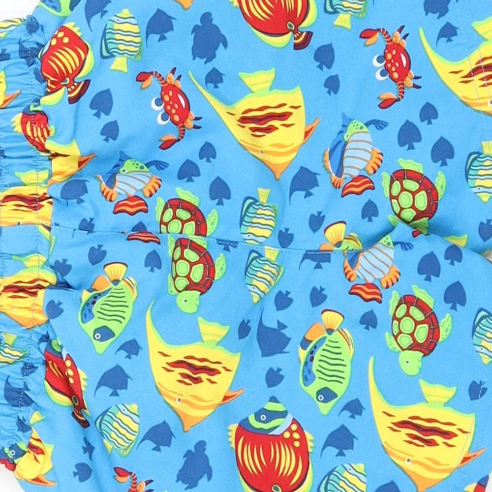 Mothercare Boys Blue Spotted  Cropped Trousers Size 18-24 Months  - Fish print, swim shorts