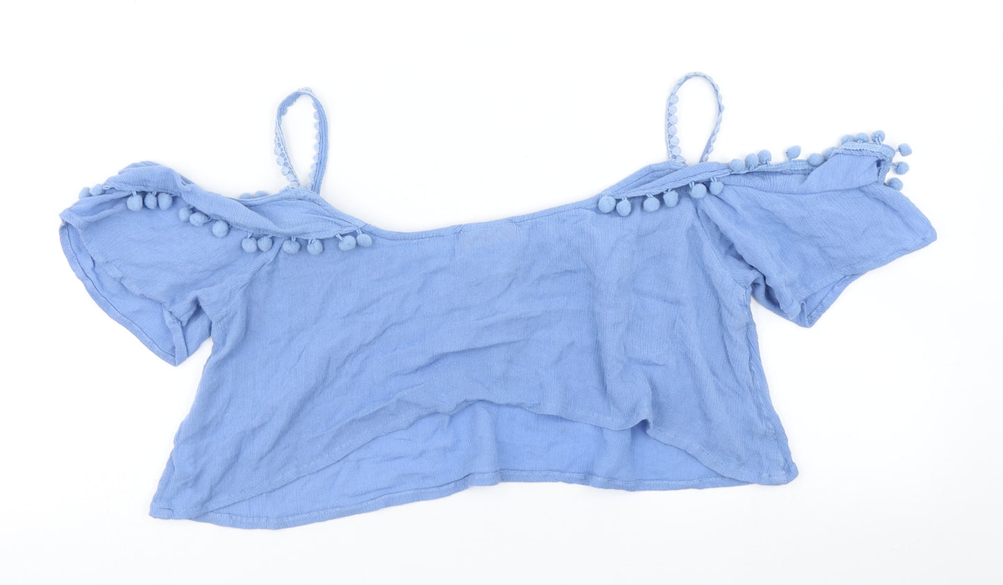 River Island Womens Blue   Cropped T-Shirt Size M  - Cold shoulder