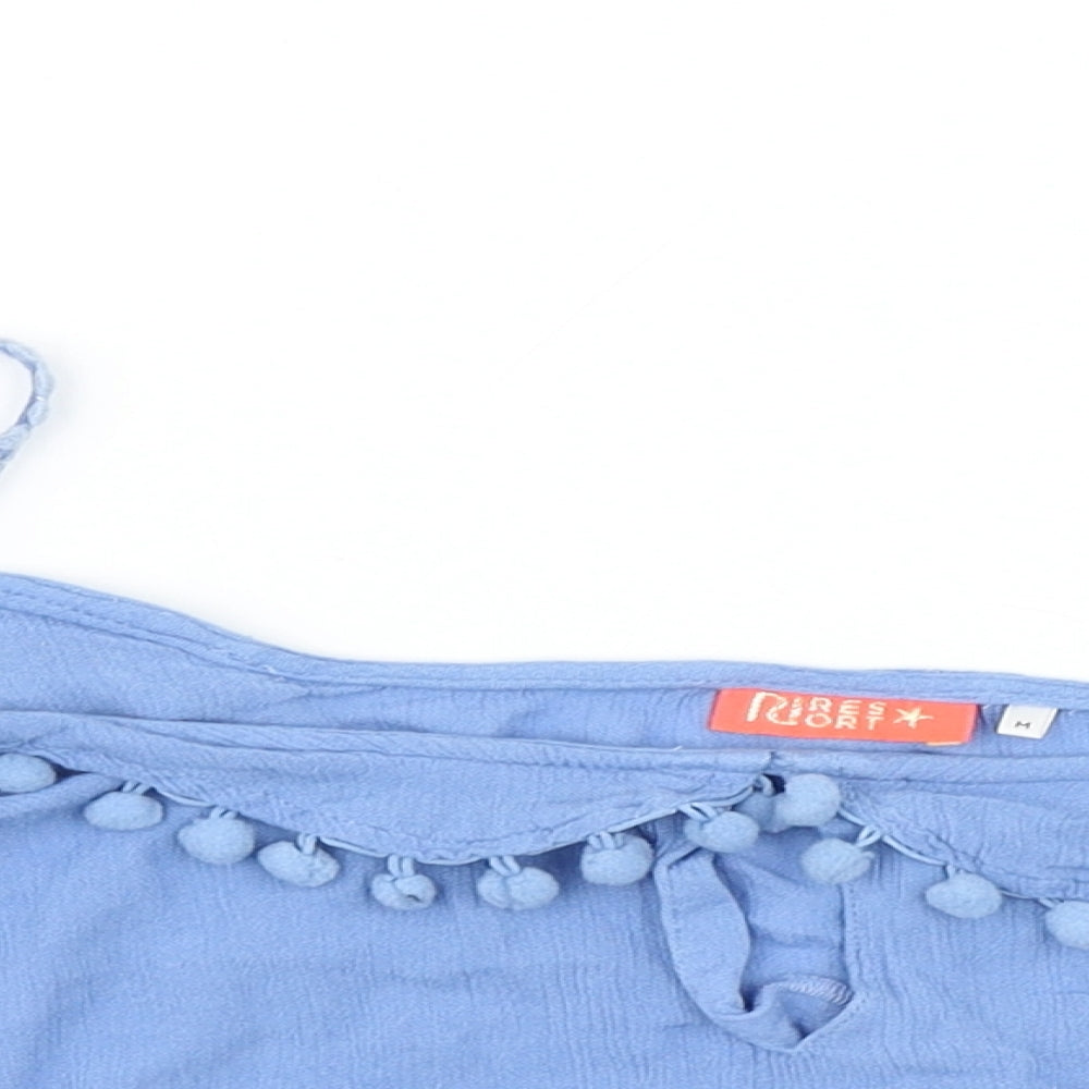 River Island Womens Blue   Cropped T-Shirt Size M  - Cold shoulder